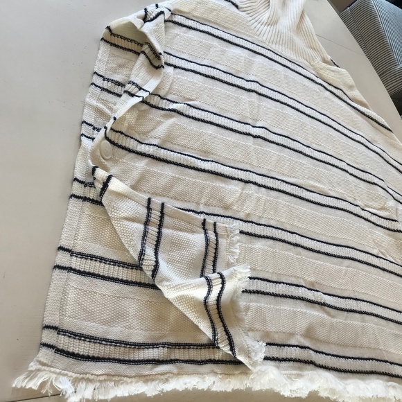 NWT TALBOTS COWL NECK SWEATER STRIPE PONCHO - Picture 13 of 13